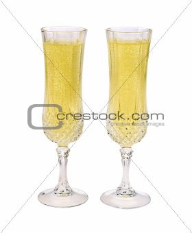 Glass with champagne isolated on white background