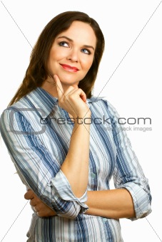 Isolated portrait of a young beautiful business woman