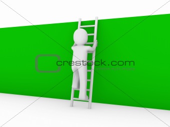 3d human ladder wall green