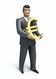 Businessman holds a euro symbol