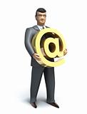 Businessman holds a email symbol
