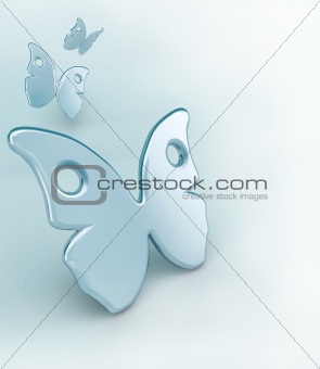 Conceptual background with butterflies isolated on white