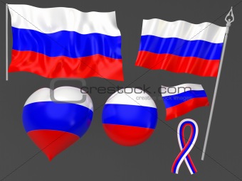 Russia, Moscow flag national symbolic. Isolated on grey