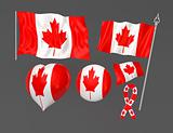 Flags set of Canada national symbolic. Isolated on grey