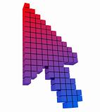 Colored mouse cursor arrow. Gradient from red to blue. 3D image