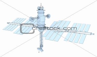 Space satellite wire concept. isolated on white