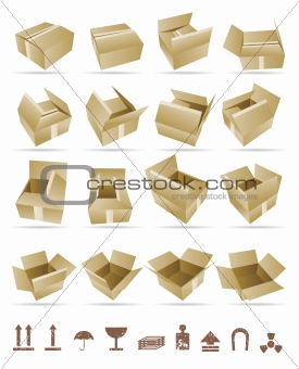 Vector Illustration of shipping box vector and Box Icon and Signs