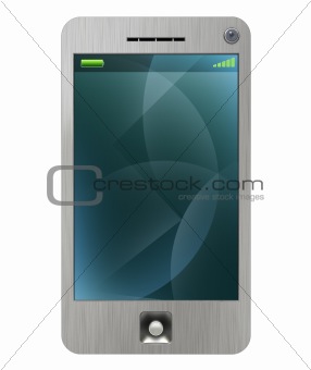 Mobile pda 3G phone with stylus white. Brushed metal