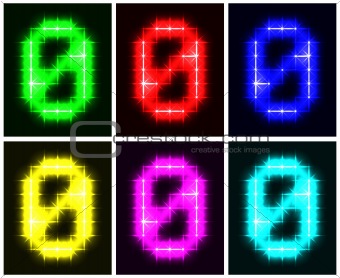 Set a glowing symbol of the number 0