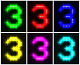 Set a glowing symbol of the number 3
