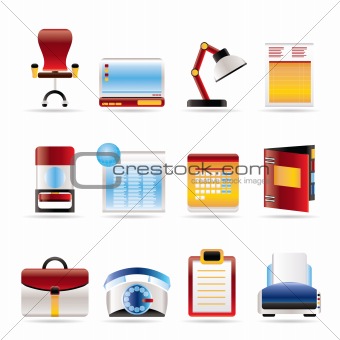 Realistic Business, office and firm icons