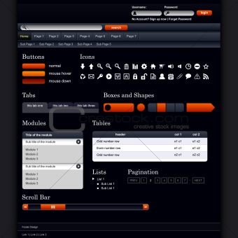 Website Web Design Elements Dark Vector