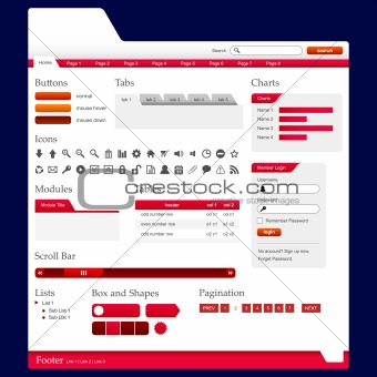 Website Web Design Elements Red Theme