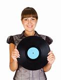girl with vinyl Disc