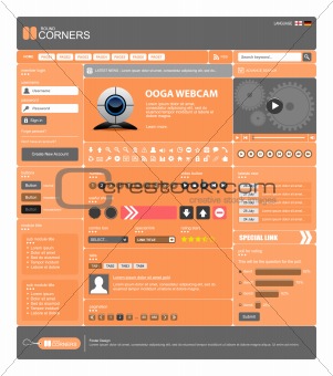 Website Web Design Elements Orange Template