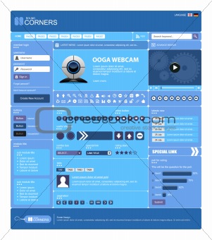 Website Web Design Elements Blue Template