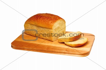 wheat bread on deck isolated on white background
