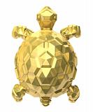Gold turtle. 3D image.  Isolated on white