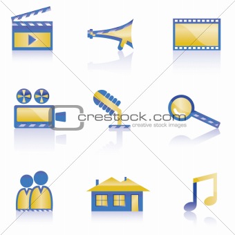movie, clip and cinema icons