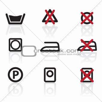 Laundry Care Symbols and signs icons