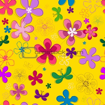 Seamless floral yellow pattern