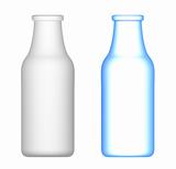 Milk Bottles : Transparent and opaque. Isolated on white