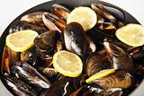 Spanish mussels on a frying pan