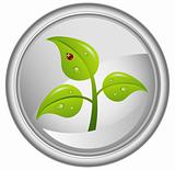 Button with a green tree, vector
