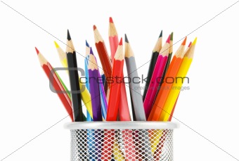 Various colour pencils isolated on the white 