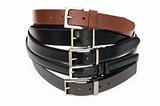 Leather belts isolated on the white background