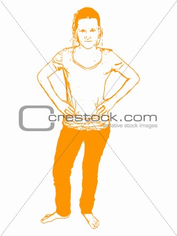 vector teenage girl in orange