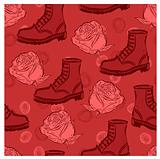 vector seamless grunge background with boots and roses
