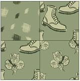 a set of vector seamless grunge backgrounds with boots and roses