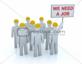 Unemployed Team : We need a job. Isolated on white