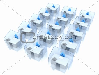 Modern Office. 3D concept. Isolated on white