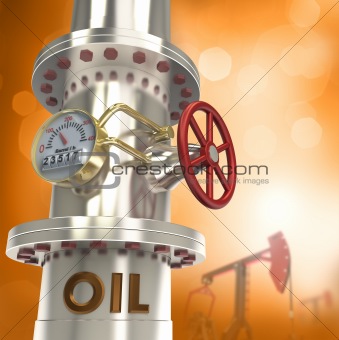Oil pipeline - concept. 3D image