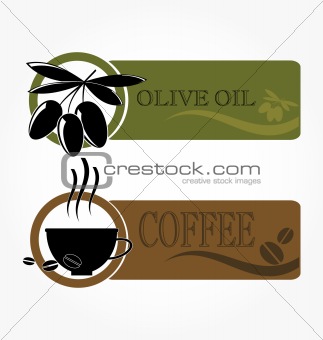 tags with olive and coffee cup icons