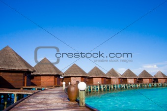 Water bungalows on the tropical island