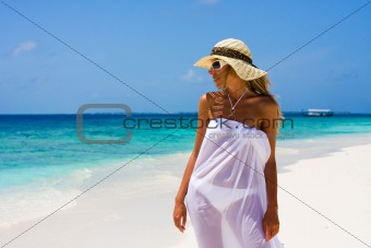Lady on a tropical beach