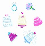 Wedding and Valentine's day desserts and accesories icons