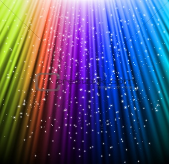 Shine rainbow background with stars. Vector