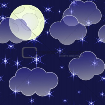 Abstract night background with clouds and stars