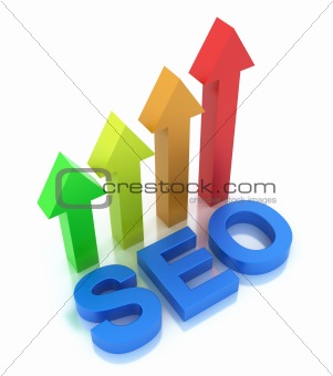SEO - Search Engine Optimization is growing. Isolated on white