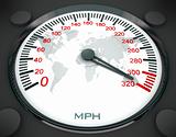 Speedometer and world map
