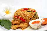 Thai fried rice on plate traditional asian cuisine 
