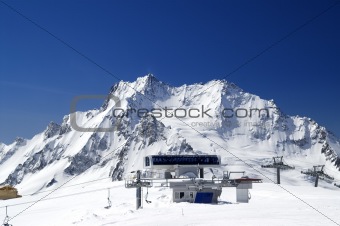 Station of ropeway. Ski resort.