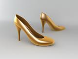 golden high-heeled shoes