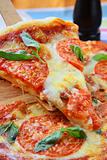 Margaritta pizza with tomatoes and basil cheese