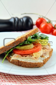 big healthy sandwiches made with whole grain bread