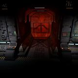 background picture of a dark corridor on bord of a spaceship